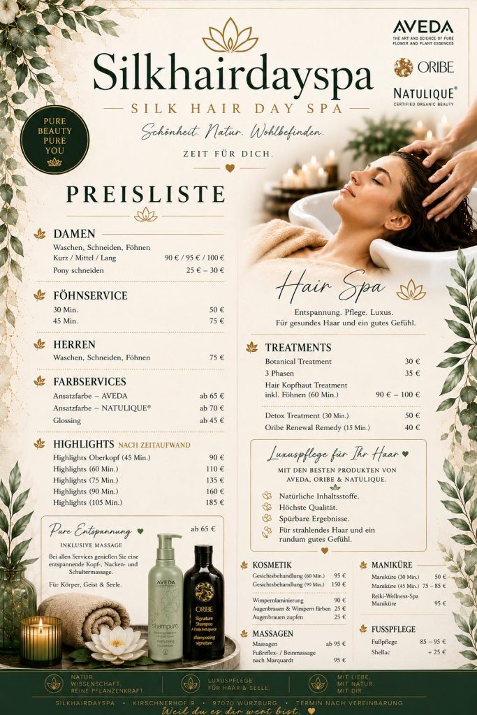 Preisliste Haare